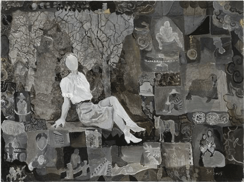 王顷 斜坐的女子 2015 纸本丙烯 89×119cm