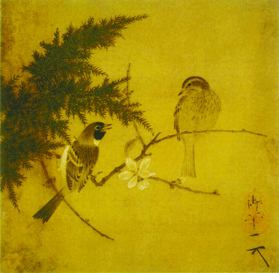 腊梅双禽图（北宋） 赵佶