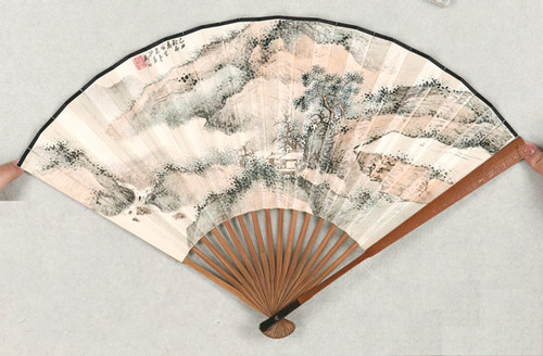 溥佐扇面:《青山放梅》 溥佐扇面:《青山放梅》