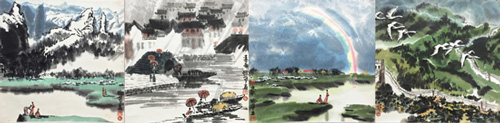徐希四季小景（四帧）34x34x4 纸本立轴