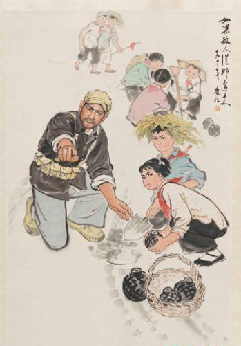 单应桂于1973年创作的《如果敌人从那边来》。　山东美术馆提供　摄