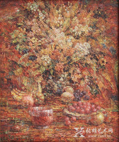 徐光培《干花与鲜果》 2001年60x50cm  油画