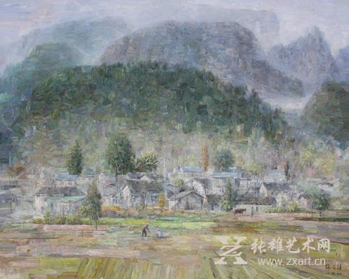 徐光培《天门山下》油画 