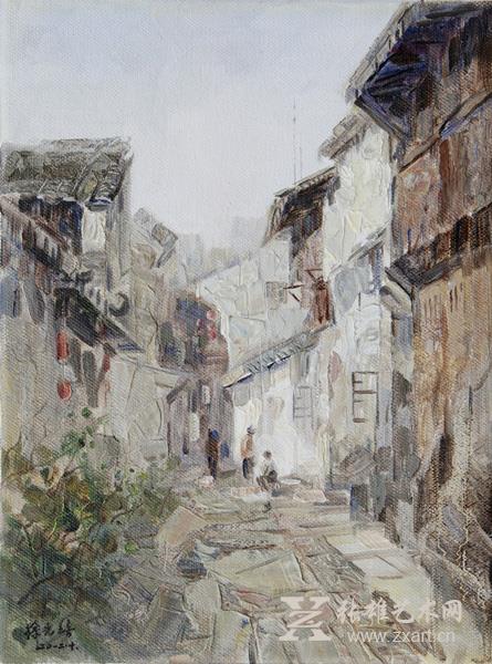 徐光培《西塘小巷》  2012年 30x40cm油画