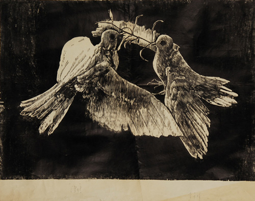 李千祥 深情 60x85cm 黑白木刻