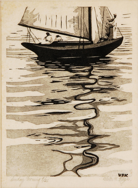 佚名（20世纪中期）秋日清晨 22x16.5cm 纸本木刻版画