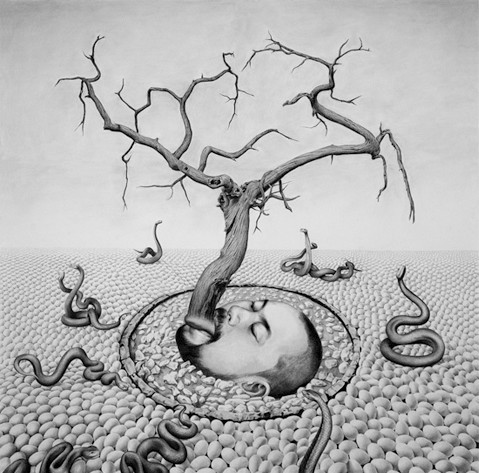 苍鑫 萨满系列 200x250cm 宣纸炭笔 2004