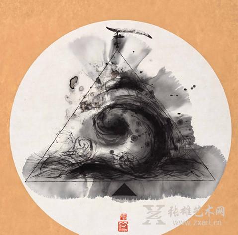 三角形-中心线 直径40cm 纸本水墨 2014