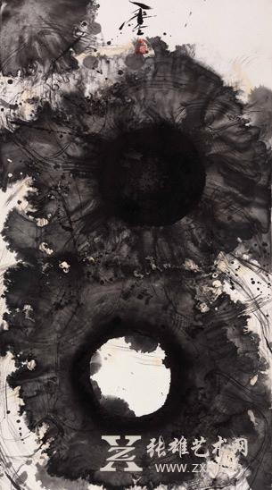圆点 68×134cm 纸本水墨 2014