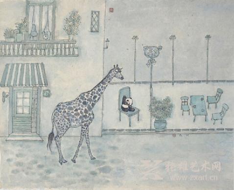 晨起 70cm×83cm 水墨设色 2016年