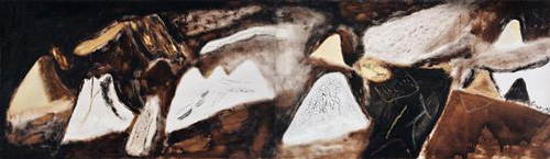 尚扬 蛇年风景 布面油画、丙烯 118×406cm 2001 年作 北京保利 2016 春拍 成交价：1242 万元