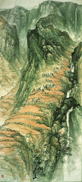 山区修梯田（国画） 245×108.5厘米  1958年 石鲁  中国国家博物馆藏