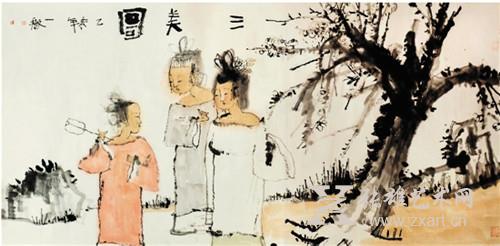 一舨 三美图 138×68cm