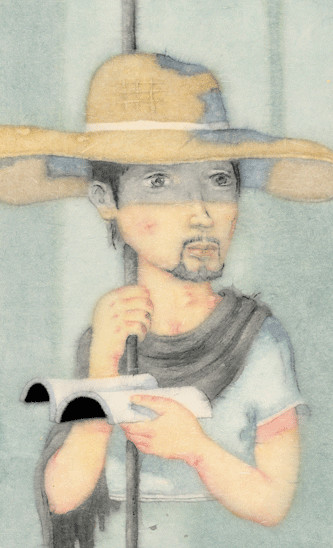 曾健勇 耕读者 90x50cm 纸本设色 2016