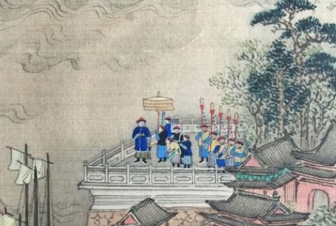 《康熙南巡图》第六卷 金山寺黄罗盖下的康熙皇帝
