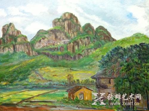 叶碧峰写生作品《灵通山下大松村》