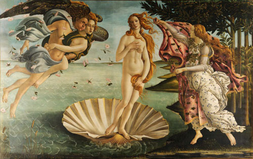 桑德罗·波堤切利（Sandro Botticelli），《维纳斯的诞生》（The Birth of Venus ，c.1486）。图片：Wikimedia Commons