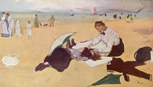 埃德加·德加（Edgar Degas），《沙滩一景》（Beach Scene，1876-7）。图片：Wikimedia Commons