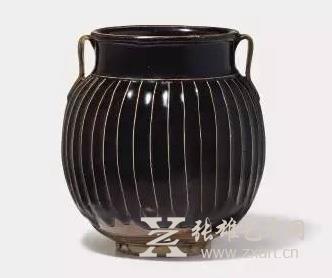 3.北宋/金 黑釉堆条纹双系罐