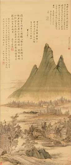 方士庶 临董其昌仿赵孟頫鹊华秋色 设色绢本 立轴
