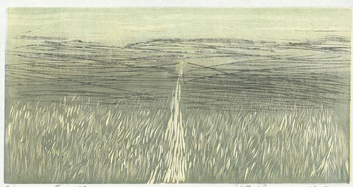 洪荔瑶，《原野》，20x27cm,套色木刻，2014