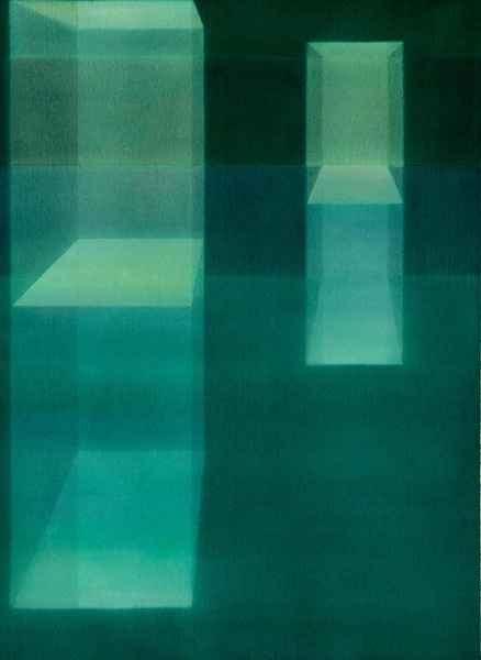 Lauretta Viciarelli， 《Suspended in Green (A7)》，纸本水彩，70.8 x 56.5 cm, 2005