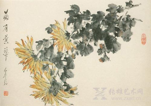 清 虚谷 《菊有黄华》 