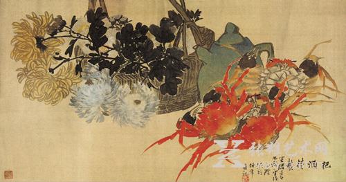 任伯年(1840-1896) 《把酒持螯图》