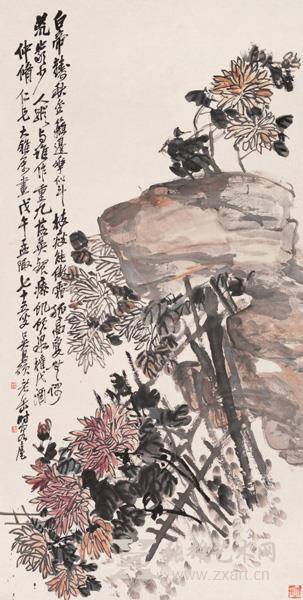 吴昌硕 (1844-1927) 《东篱秋菊图》