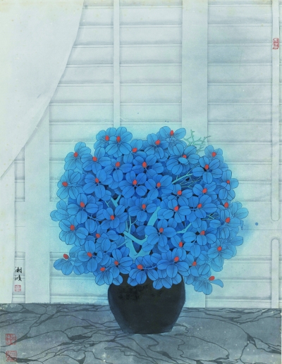    瓶花·清雅（纸本设色）  82×63厘米   1994年