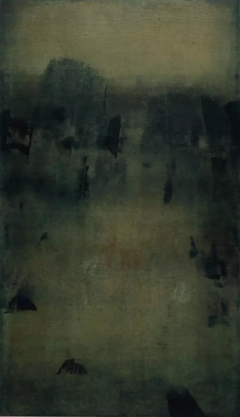 拍卖偏号609 华苏迪奥‧S‧盖同德（1924-2001年） 无题 款识：GAITONDE / 70；另一款识（印地语，画背） 60 x 35¼吋（152.4 x 88.9公分）1970年作 估价：美元1,800,000-2,200,000