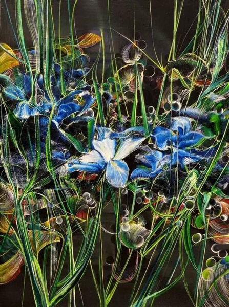 彭麒《鸢尾花》 Irises 2015 Oil on canvas 60 x 80cm