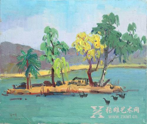41朱功养--《天鹅湖景》50x60cm