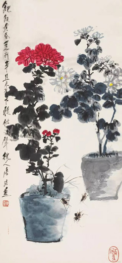唐云  秋声   纸本立轴   94×44 cm