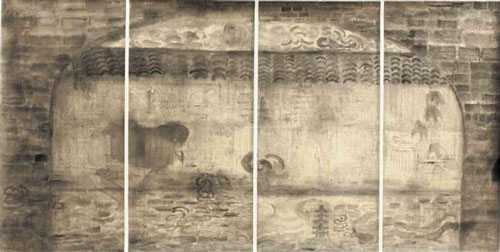 古趣 纸本水墨 68×134cm 2013 黄方启