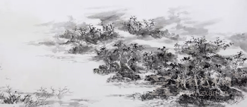 魏福顺《山凈江空水见沙》46cm×63cm（2015）