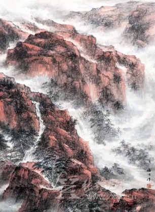 魏福顺《丹崖待秋时》73cm×163cm（2013）