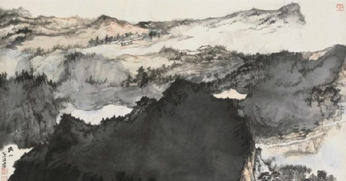 《晚山图》是张大千晚年泼墨的代表作。