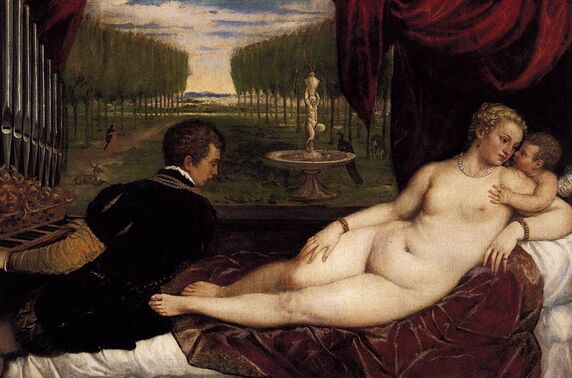  TIZIANO Vecellio，Venus with Organist and Cupid，1548