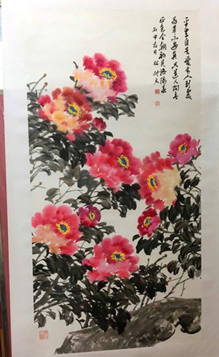 林仲文国画《牡丹》由古月民俗文化馆收藏