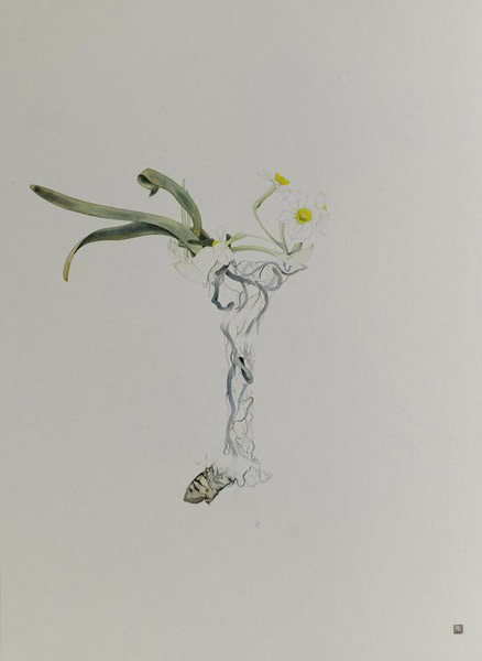  郝量 一瞬 133x68cm 绢本重彩 2014