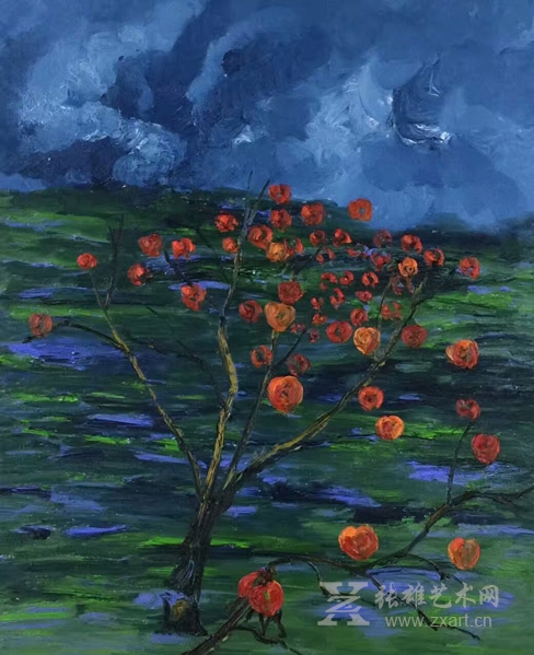 原华五油画作品《最美凤凰树》
