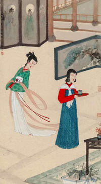 傅抱石《风光好》  设色纸本，1945年作，108.5×60厘米
