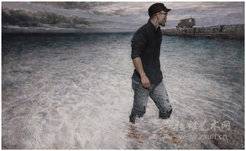 《虚拟现场·岸》布面油画 180cm×110cm  2013