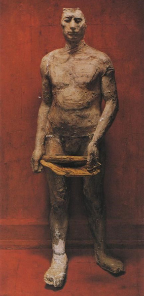 　　石冲作品《行走的人》，布面油画，180x 180cm，1993年。图片：致谢中国嘉德拍卖行