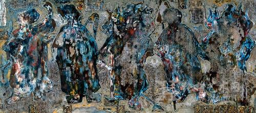 吴旭东《尘封的记忆》80x180cm 2014年 漆画   