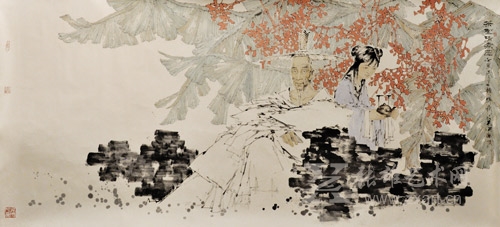    吴彤《茶圣清煮图》145x320cm