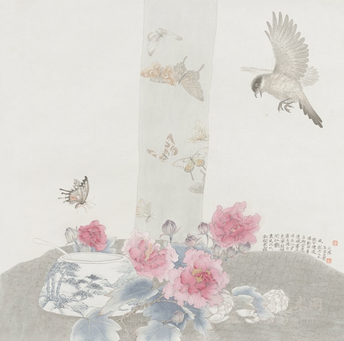   李紫玉 《诗意》 72x71.5cm纸本设色 2015年