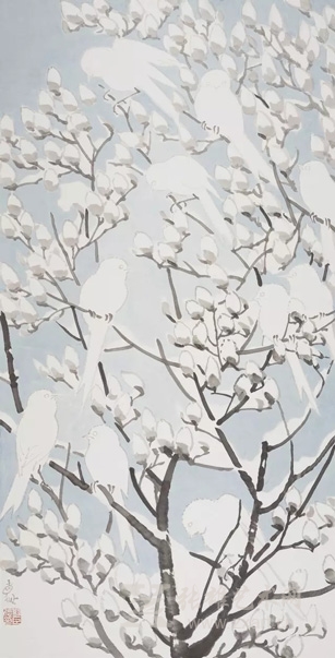 刘巨德《春雪》 设色纸本 139 × 69cm-2014