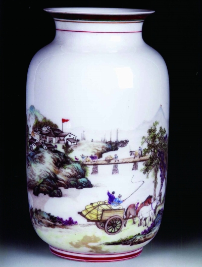 《送公粮》灯笼瓶  1955年  熊晓峰